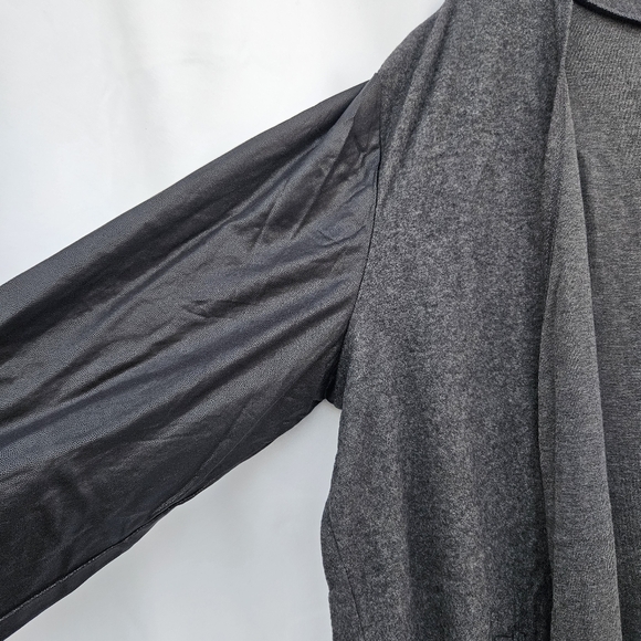 Plus Size French Laundry Open Front And Back Charcoal Cardigan Lng-Sleev Pockets - Picture 4 of 7